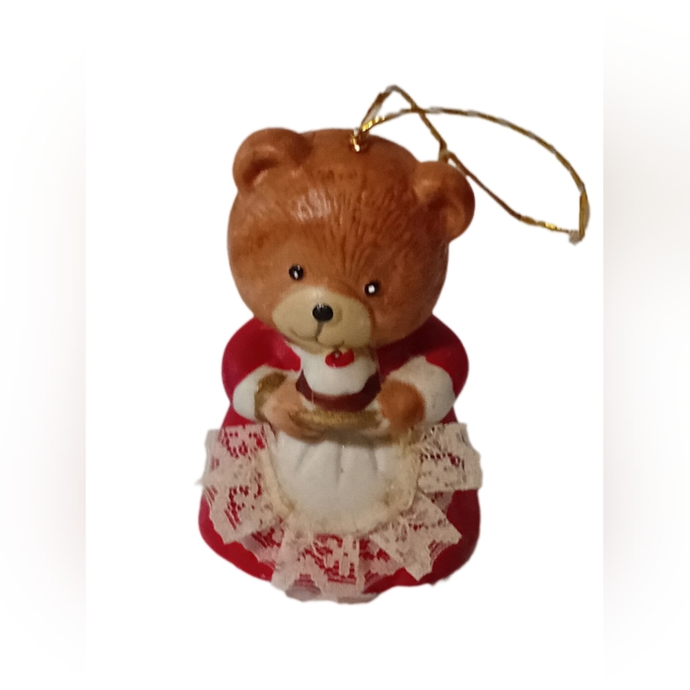 Charming Bear Holiday Ornament - Red and Brown